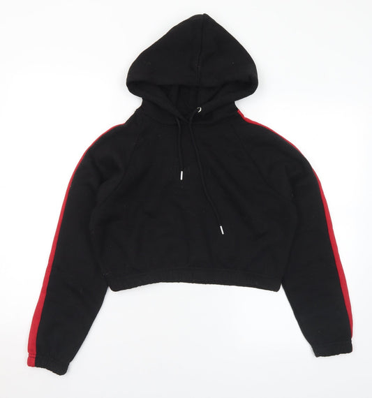 Boohoo Womens Black Cotton Pullover Hoodie Size 8