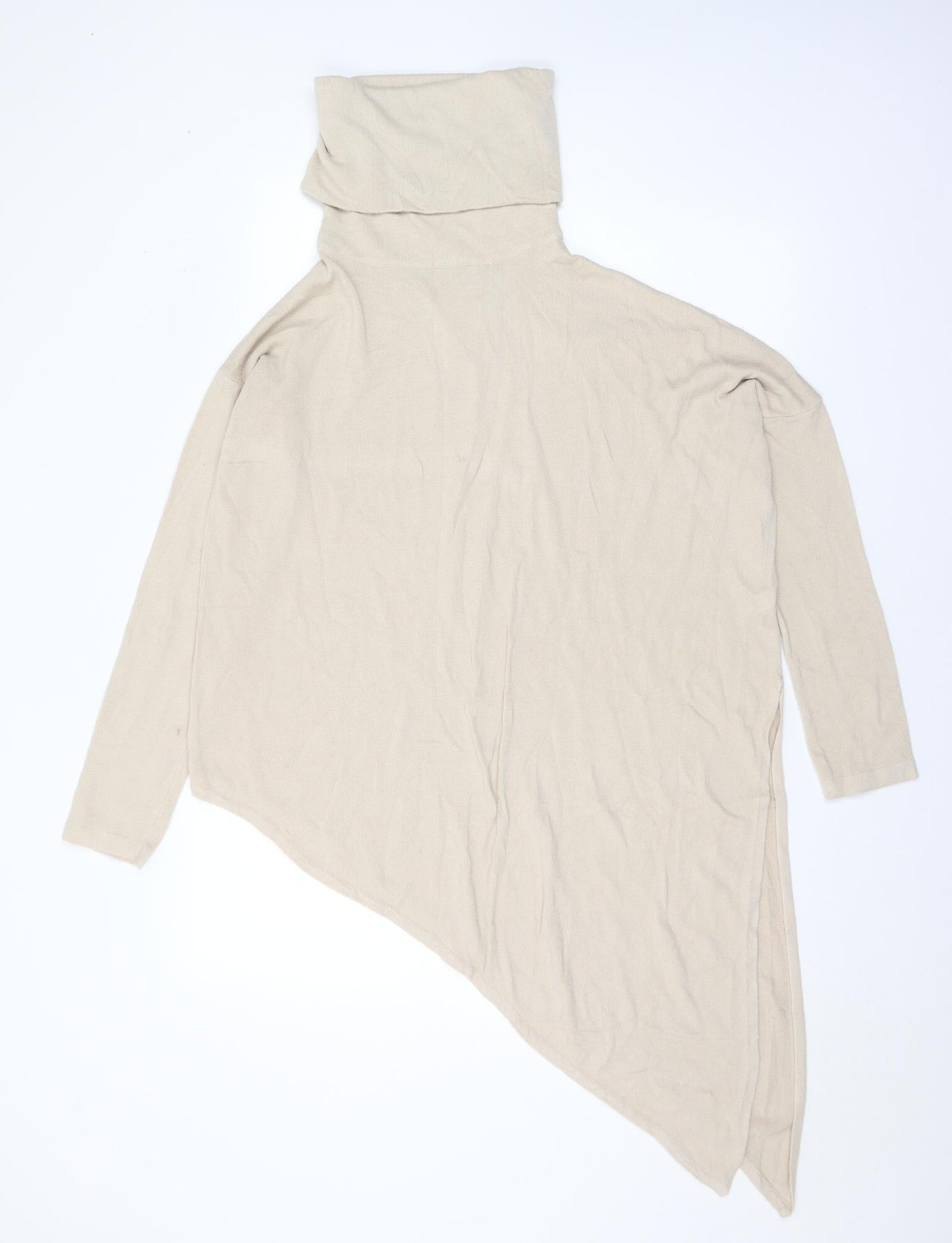 Laetitia Mem Womens Beige Roll Neck Rayon Pullover Jumper Size M - M/L
