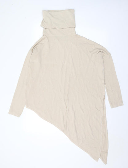 Laetitia Mem Womens Beige Roll Neck Rayon Pullover Jumper Size M - M/L