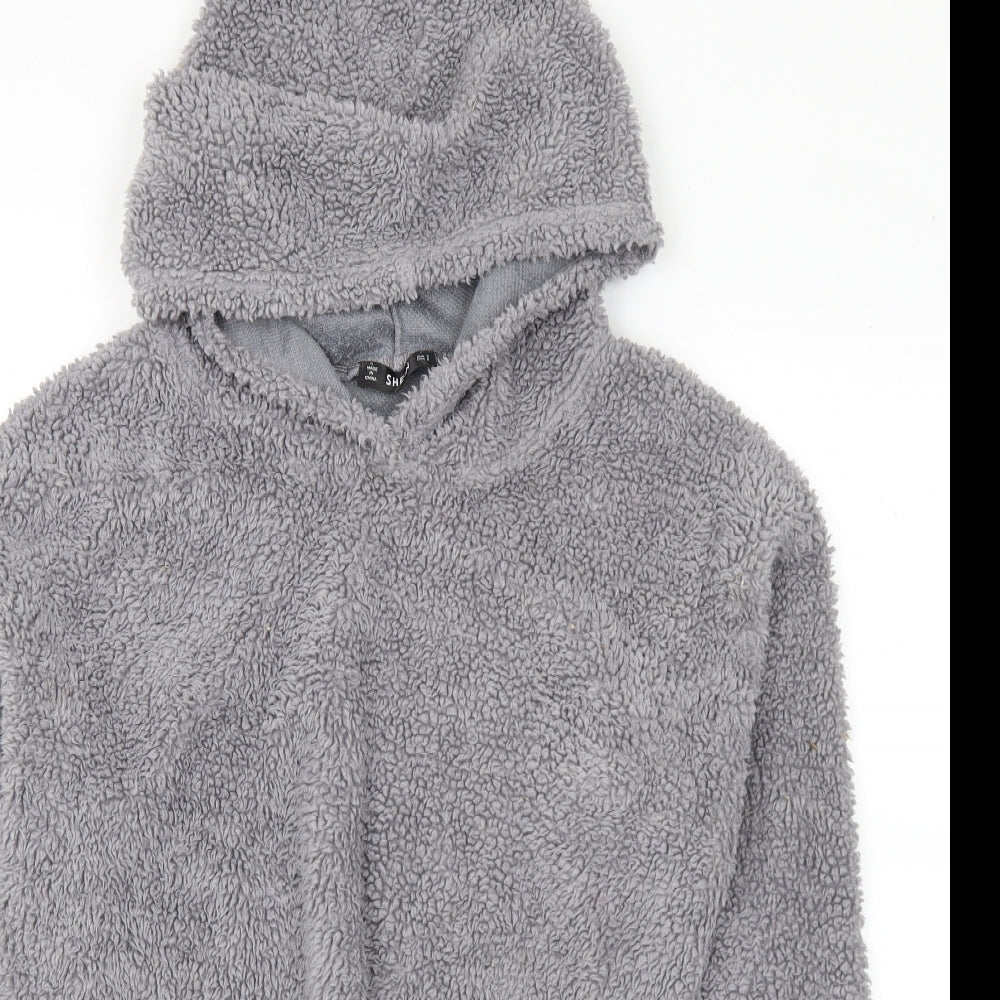 SheIn Womens Grey Polyester Pullover Hoodie Size S