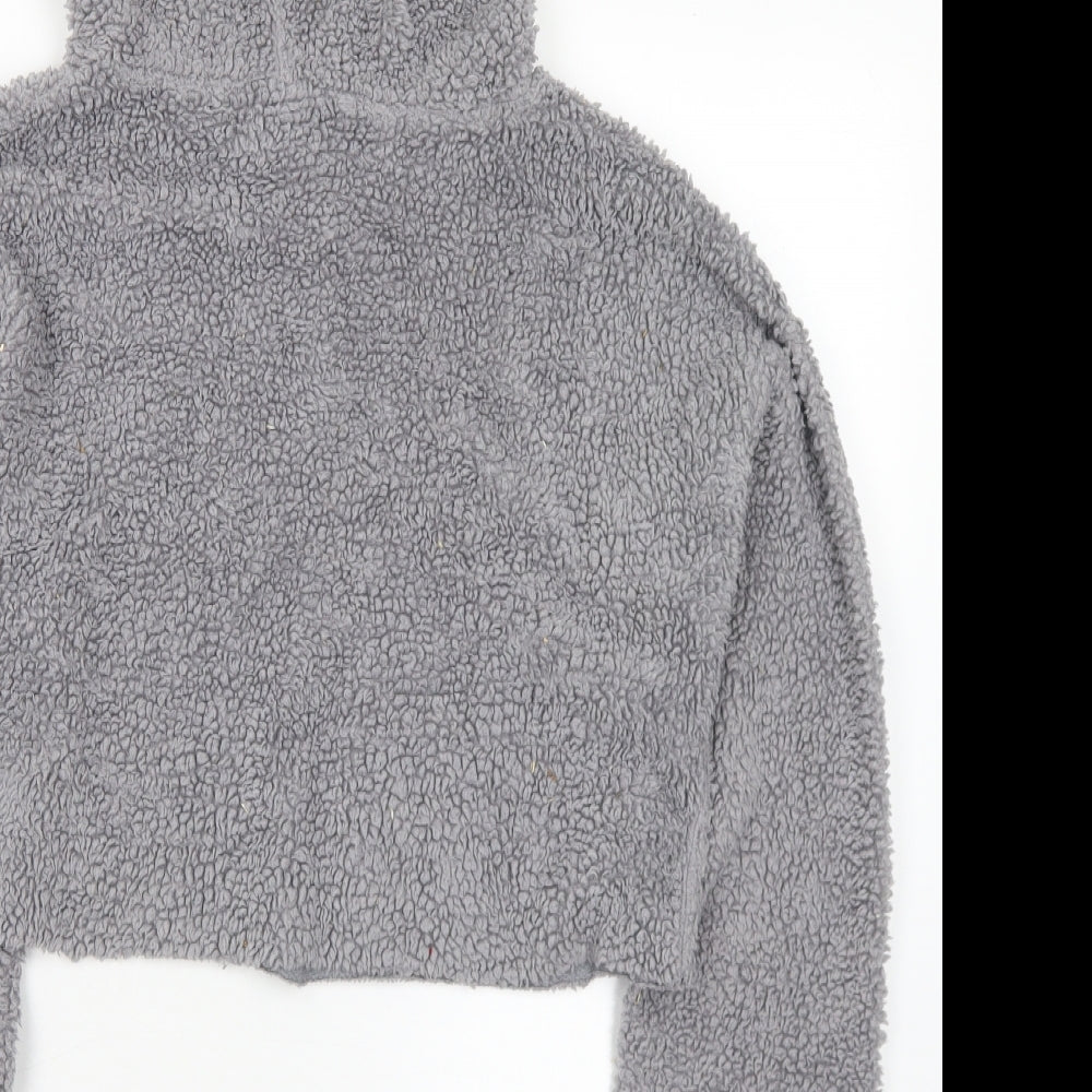 SheIn Womens Grey Polyester Pullover Hoodie Size S