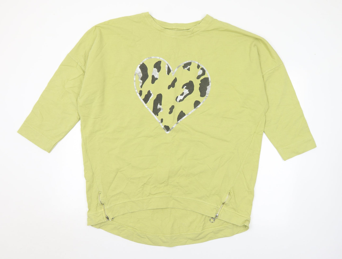 Preworn Womens Green Animal Print Polyester Pullover Sweatshirt Size XL - Heart