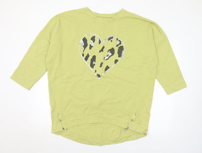 Preworn Womens Green Animal Print Polyester Pullover Sweatshirt Size XL - Heart