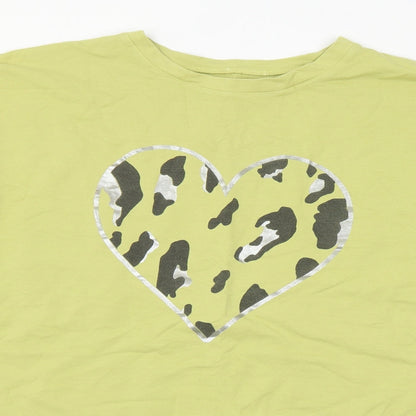 Preworn Womens Green Animal Print Polyester Pullover Sweatshirt Size XL - Heart
