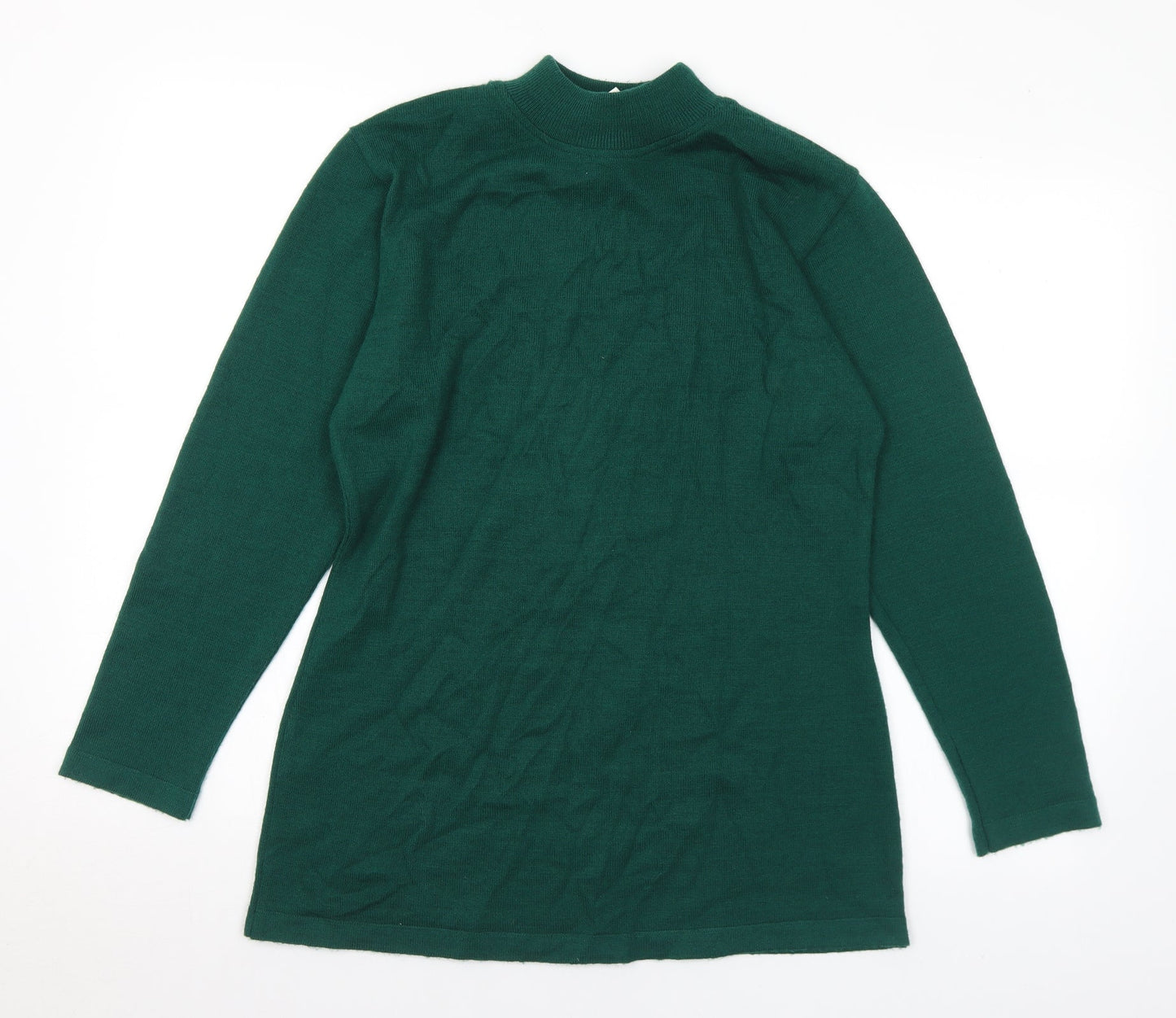 Camilla Womens Green Mock Neck Acrylic Pullover Jumper Size 14
