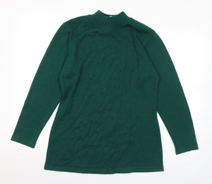 Camilla Womens Green Mock Neck Acrylic Pullover Jumper Size 14