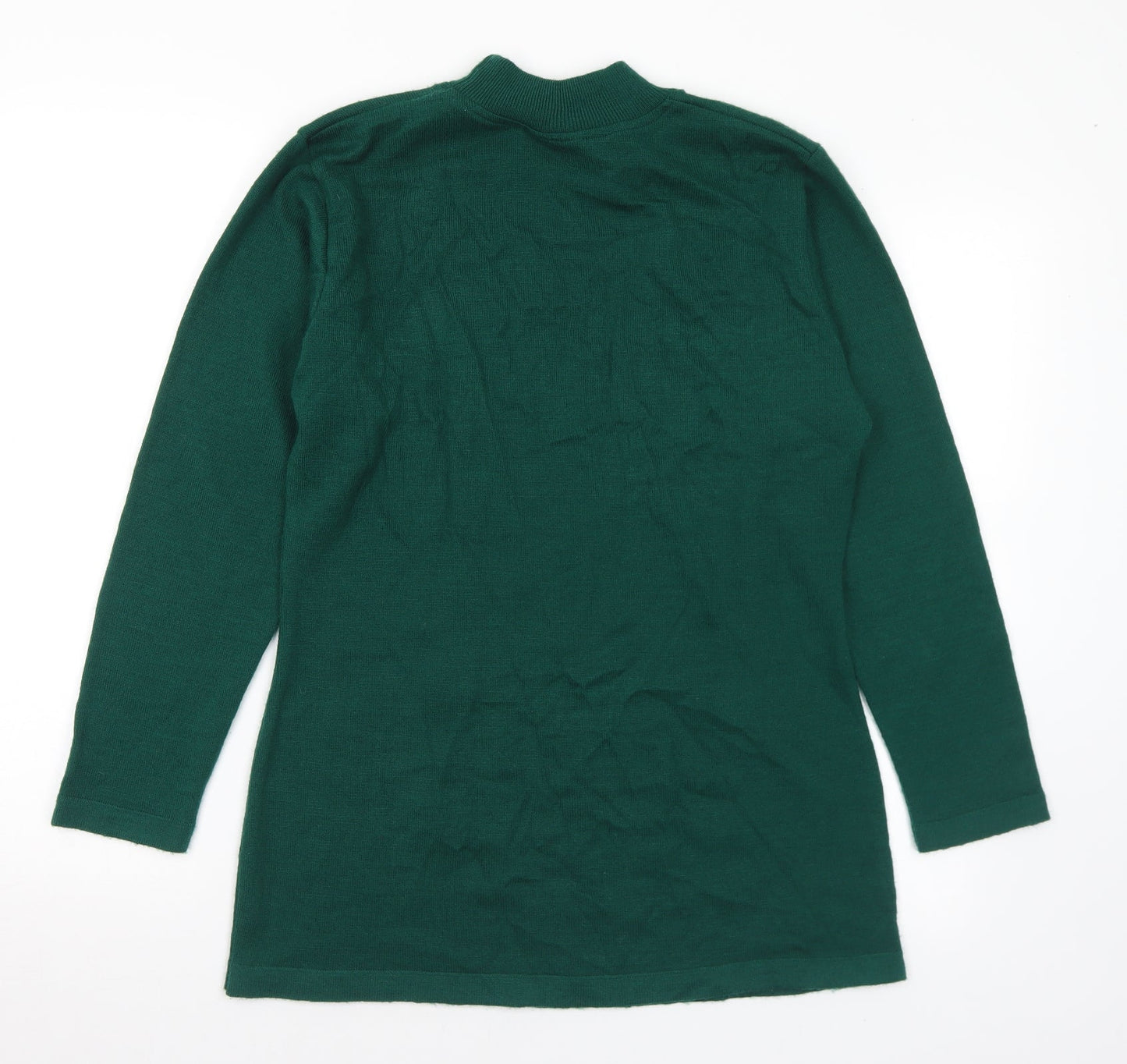 Camilla Womens Green Mock Neck Acrylic Pullover Jumper Size 14