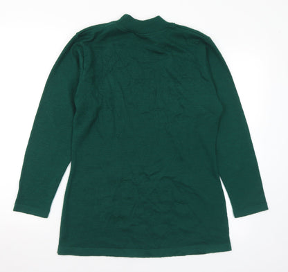 Camilla Womens Green Mock Neck Acrylic Pullover Jumper Size 14