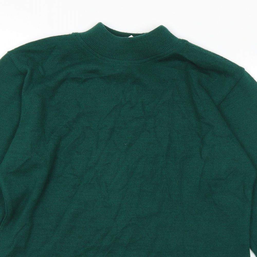 Camilla Womens Green Mock Neck Acrylic Pullover Jumper Size 14