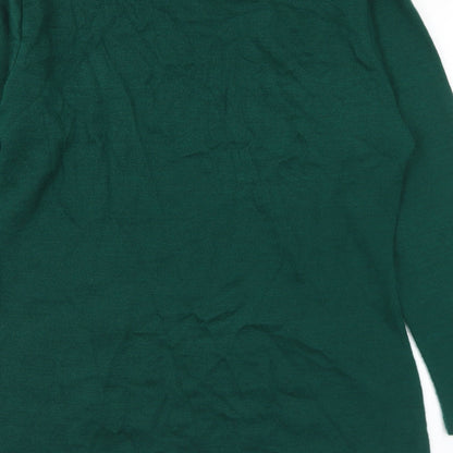 Camilla Womens Green Mock Neck Acrylic Pullover Jumper Size 14