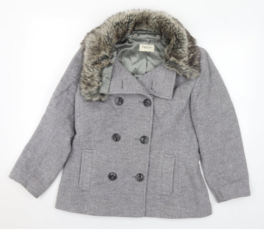 Precis Womens Grey Pea Coat Coat Size 12