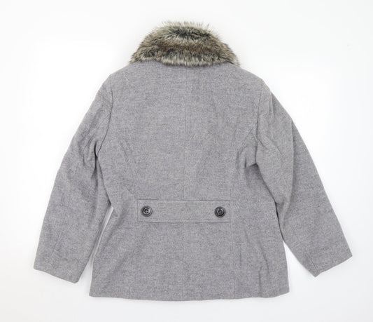 Precis Womens Grey Pea Coat Coat Size 12