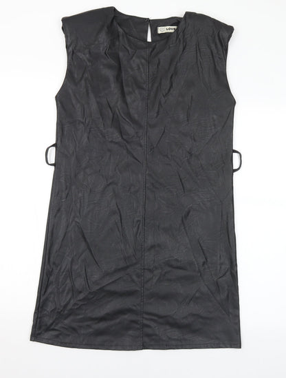 Love Womens Black Polyester A-Line Size M Round Neck
