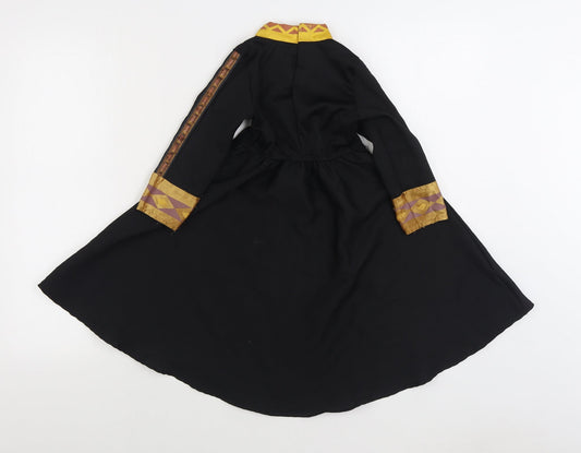 TU Girls Black Polyester A-Line Size 2-3 Years Round Neck Hook & Loop - Frozen 2