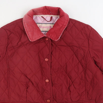 Stacey B Womens Red Quilted Coat Size L Button