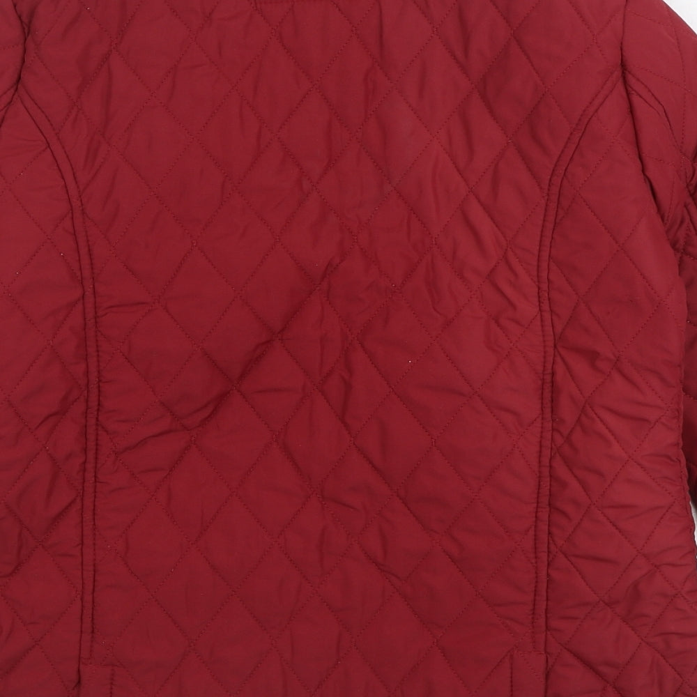 Stacey B Womens Red Quilted Coat Size L Button