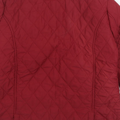 Stacey B Womens Red Quilted Coat Size L Button