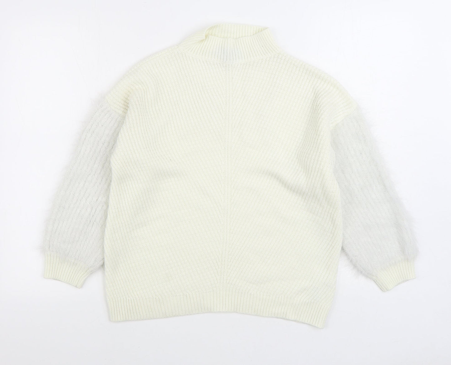 Primark Womens White Round Neck Acrylic Pullover Jumper Size S