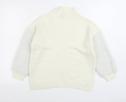 Primark Womens White Round Neck Acrylic Pullover Jumper Size S