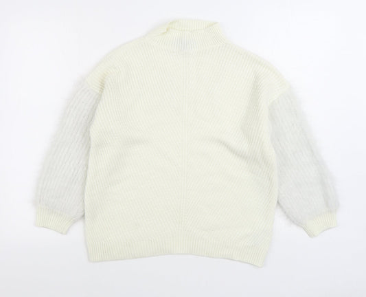 Primark Womens White Round Neck Acrylic Pullover Jumper Size S