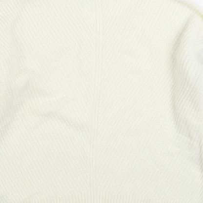 Primark Womens White Round Neck Acrylic Pullover Jumper Size S