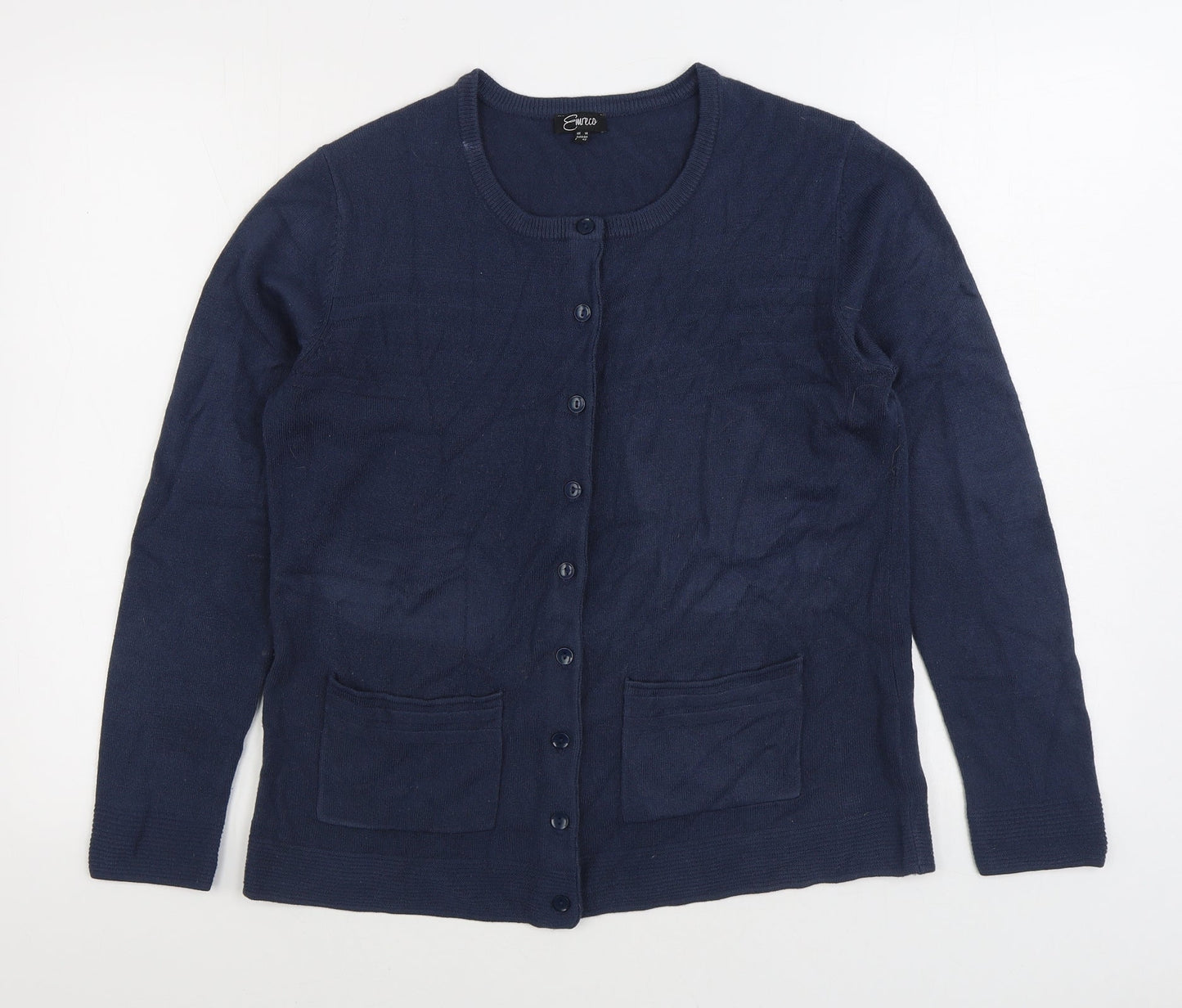 Womens UK Size 14 Emreco Blue Cardigan Jumper