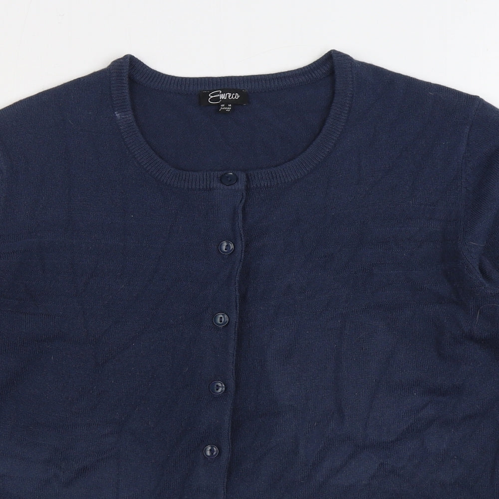 Womens UK Size 14 Emreco Blue Cardigan Jumper