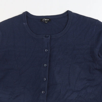 Womens UK Size 14 Emreco Blue Cardigan Jumper