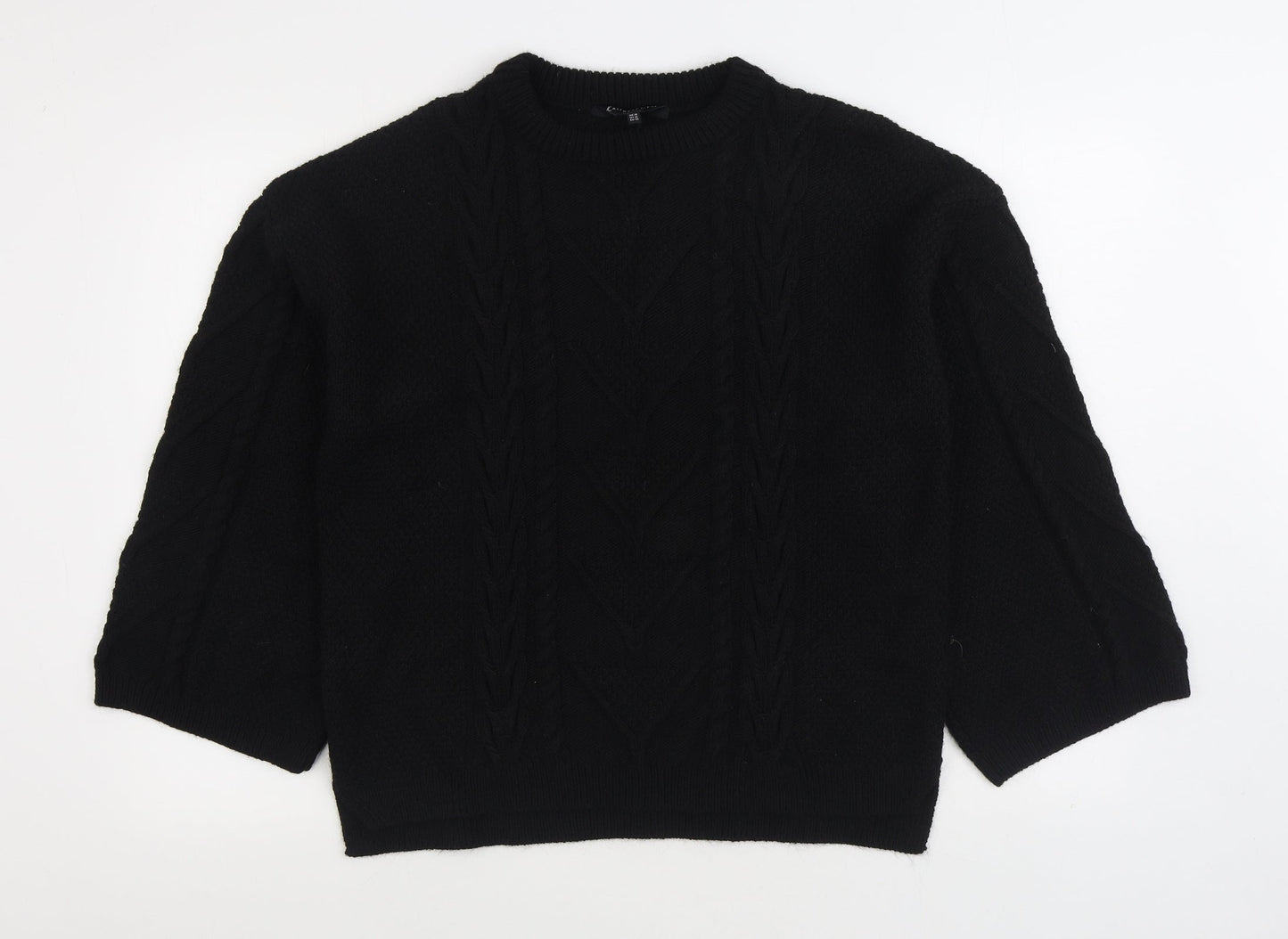 F&F Womens Black Round Neck Acrylic Pullover Jumper Size 14