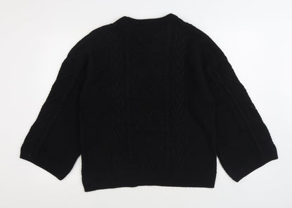 F&F Womens Black Round Neck Acrylic Pullover Jumper Size 14