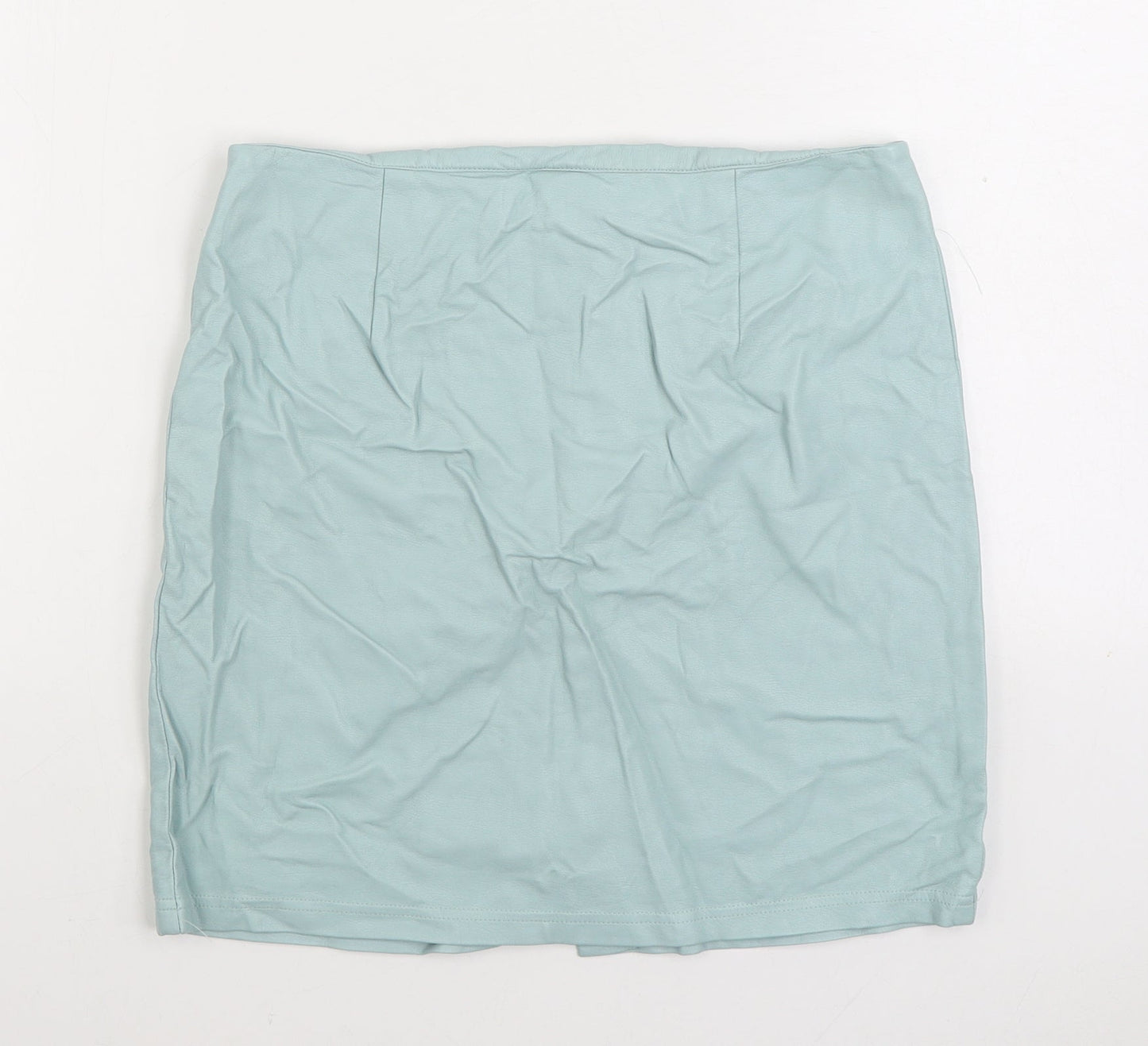 Primark Womens Blue Polyurethane A-Line Skirt Size 12 Zip