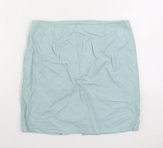 Primark Womens Blue Polyurethane A-Line Skirt Size 12 Zip