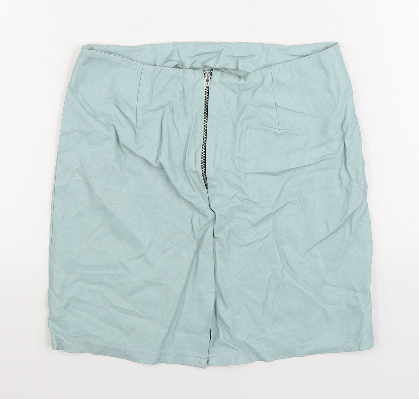 Primark Womens Blue Polyurethane A-Line Skirt Size 12 Zip