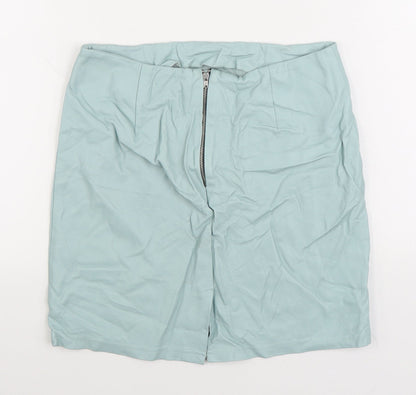 Primark Womens Blue Polyurethane A-Line Skirt Size 12 Zip