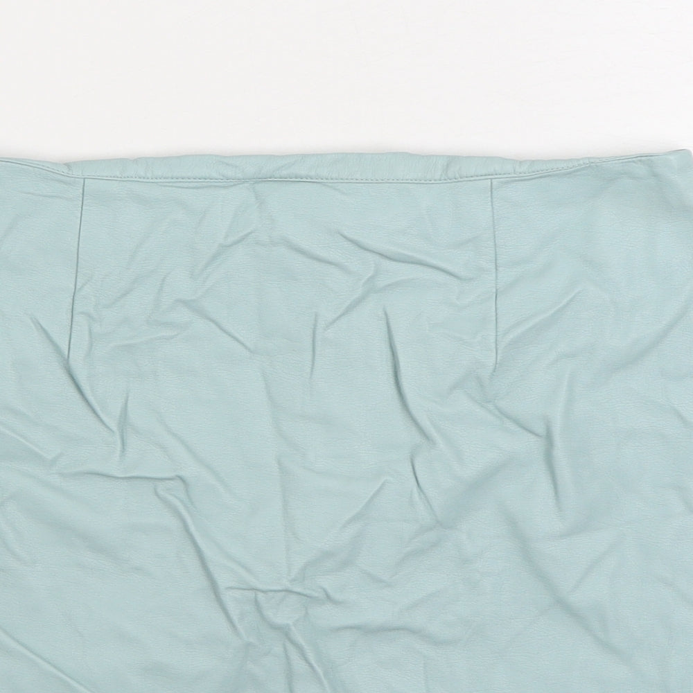 Primark Womens Blue Polyurethane A-Line Skirt Size 12 Zip