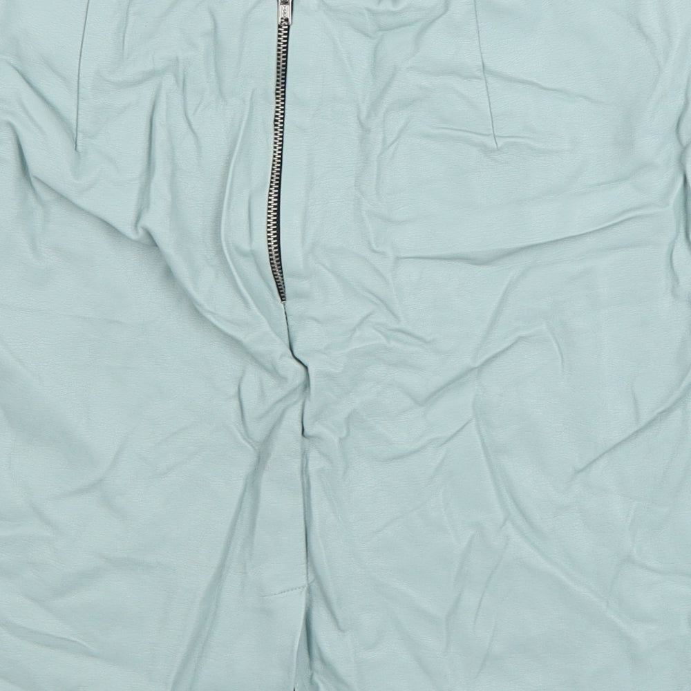 Primark Womens Blue Polyurethane A-Line Skirt Size 12 Zip