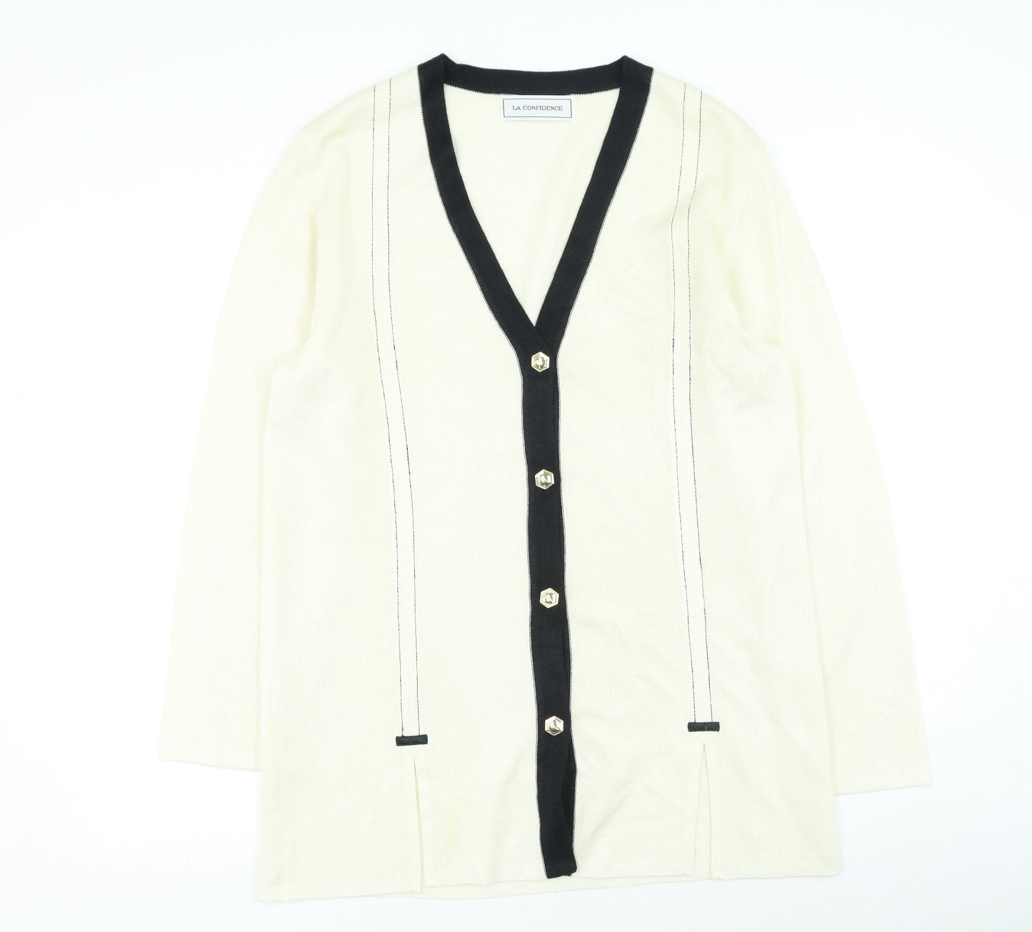 la confidence Womens Beige Round Neck Viscose Cardigan Jumper Size M