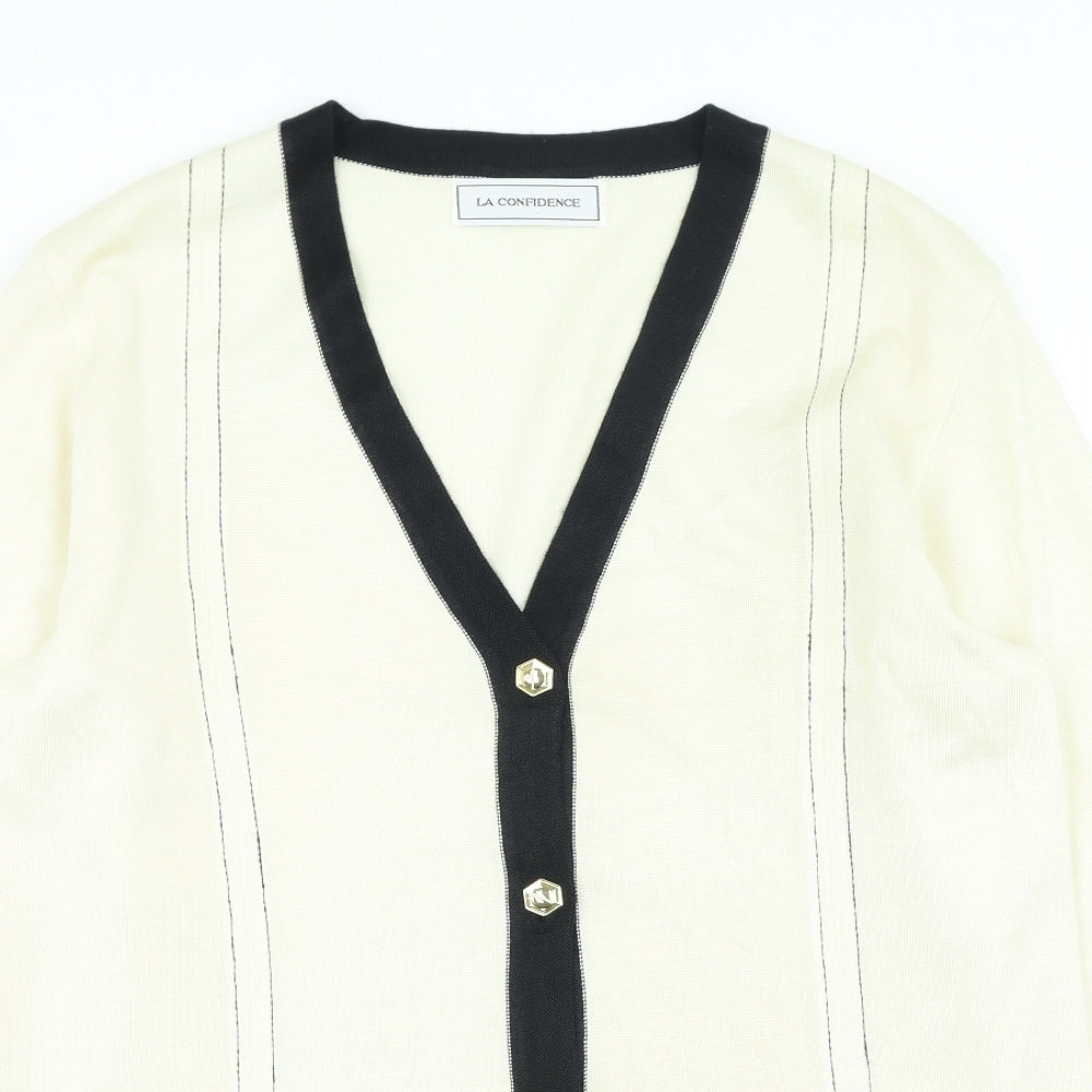 la confidence Womens Beige Round Neck Viscose Cardigan Jumper Size M