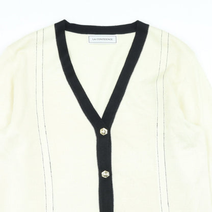 la confidence Womens Beige Round Neck Viscose Cardigan Jumper Size M