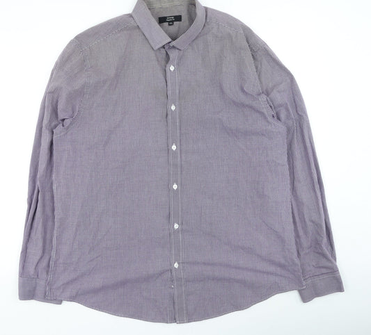 George Mens Purple Check Polyester Button-Up Size 44 Collared