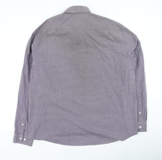 George Mens Purple Check Polyester Button-Up Size 44 Collared