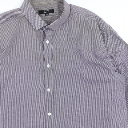 George Mens Purple Check Polyester Button-Up Size 44 Collared