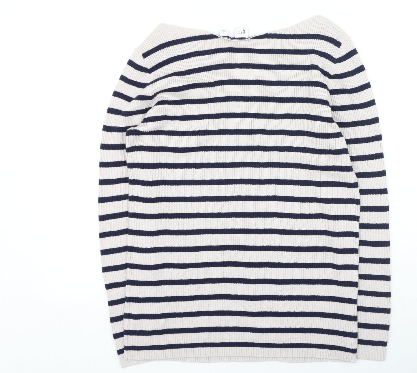 Gap Womens Pink Scoop Neck Striped Cotton Pullover Jumper Size M