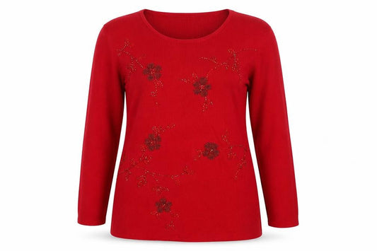 Womens UK Size M After Dark Red Pullover Jumper