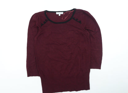 Womens UK Size 10 Red Herring Purple Henley Jumper