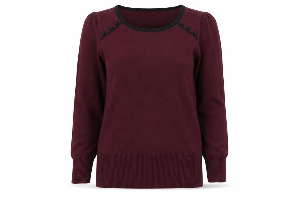 Womens UK Size 10 Red Herring Purple Henley Jumper
