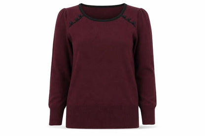 Womens UK Size 10 Red Herring Purple Henley Jumper