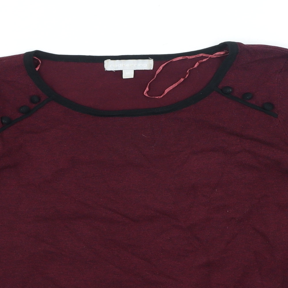 Womens UK Size 10 Red Herring Purple Henley Jumper