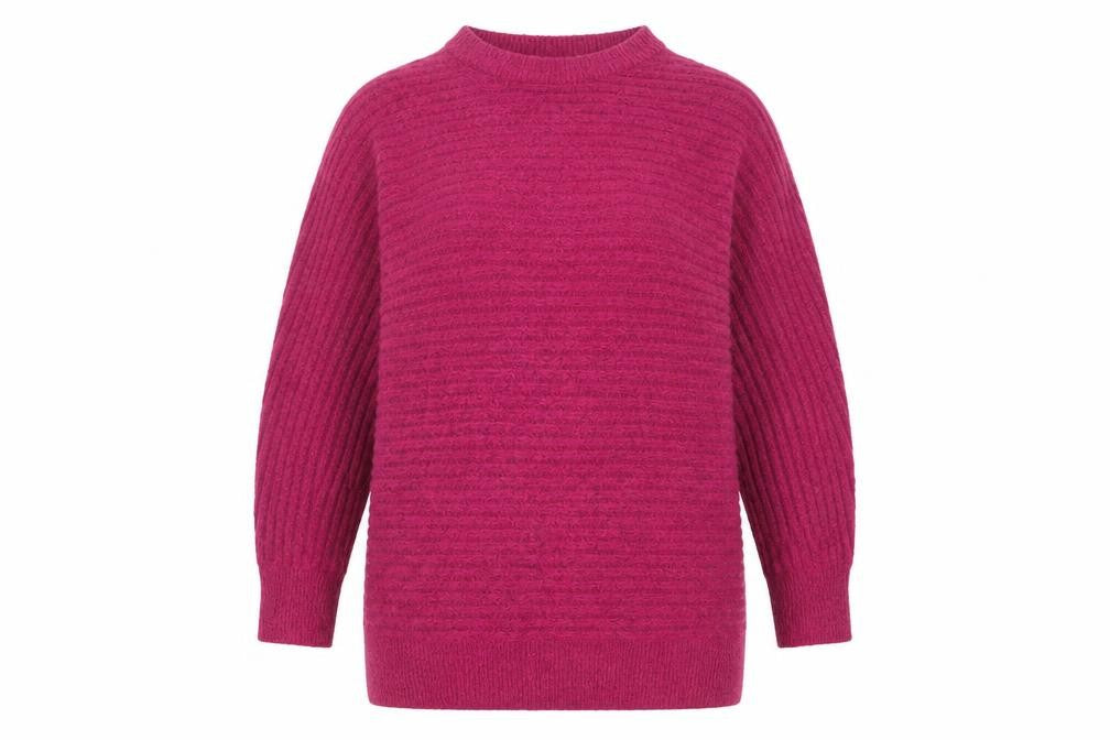 Bonmarché Womens Pink Crew Neck Acrylic Pullover Jumper Size 10