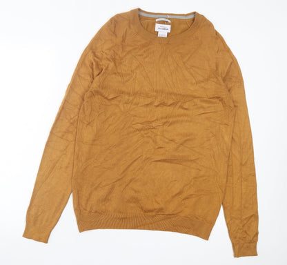Pull&Bear Mens Brown Crew Neck Acrylic Pullover Jumper Size M